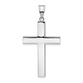 14K White Gold Polished Hollow Latin Cross Pendant 22 x 42mm