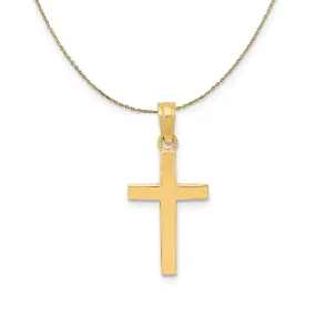 14k Yellow Gold, Beveled Latin Cross Necklace