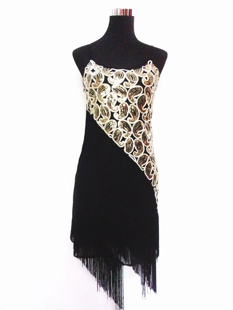 1920s Paisley Art Deco Sequin Tassel Glam Party Great Gatsby Dress Latin Tango Ballroom Salsa Dance Dress Big Size