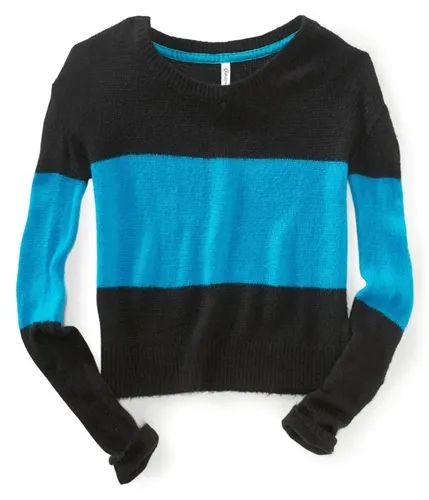 Aeropostale Womens Colorblock Boxy Crew Knit Sweater