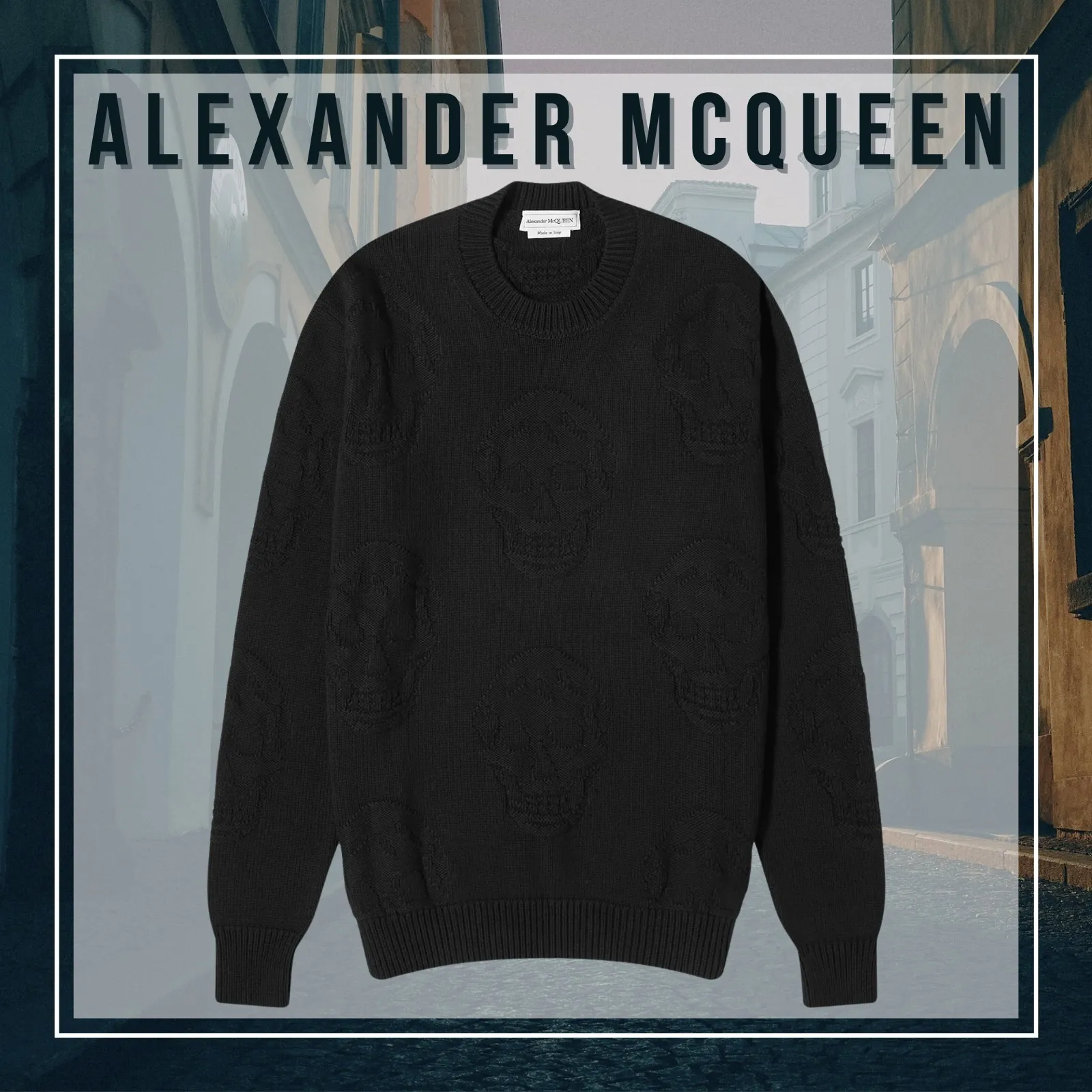 alexander mcqueen  |Crew Neck Unisex Street Style Long Sleeves Plain Cotton Logo