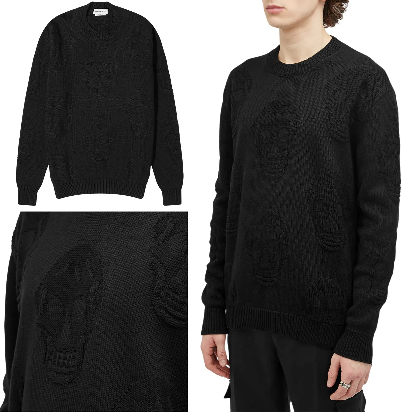 alexander mcqueen  |Crew Neck Unisex Street Style Long Sleeves Plain Cotton Logo