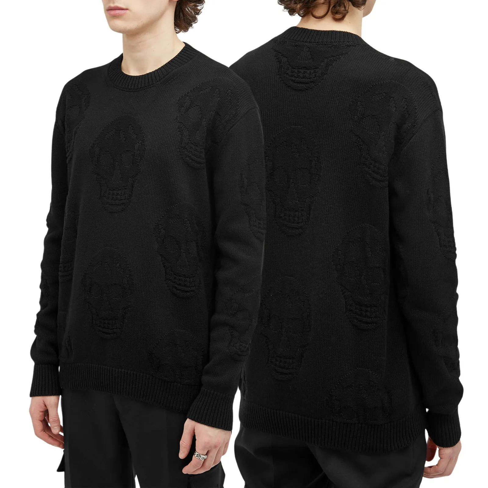 alexander mcqueen  |Crew Neck Unisex Street Style Long Sleeves Plain Cotton Logo