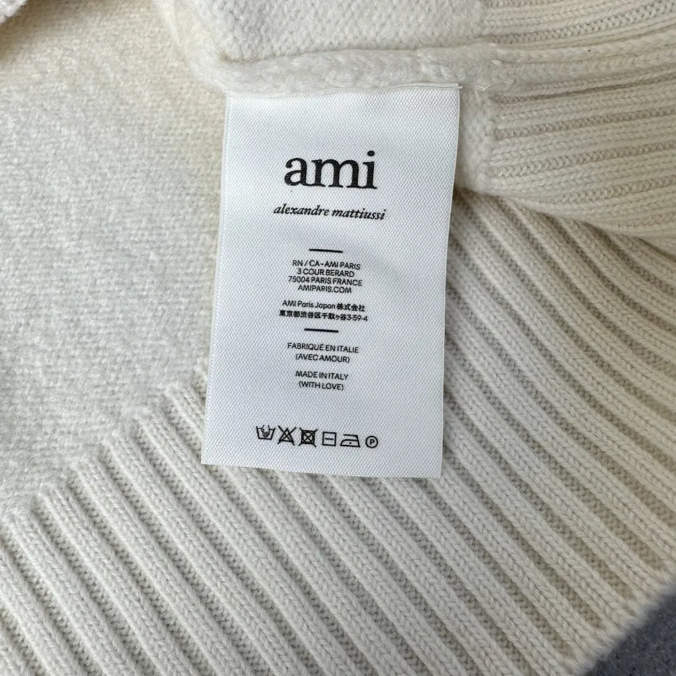 AMI PARIS  |Heart Wool Street Style Long Sleeves Plain Logo Skater Style