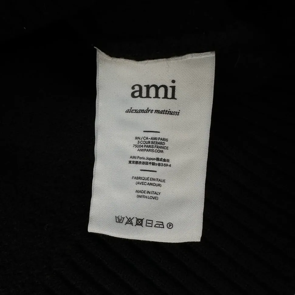 AMI PARIS  |Heart Wool Street Style Long Sleeves Plain Logo Skater Style