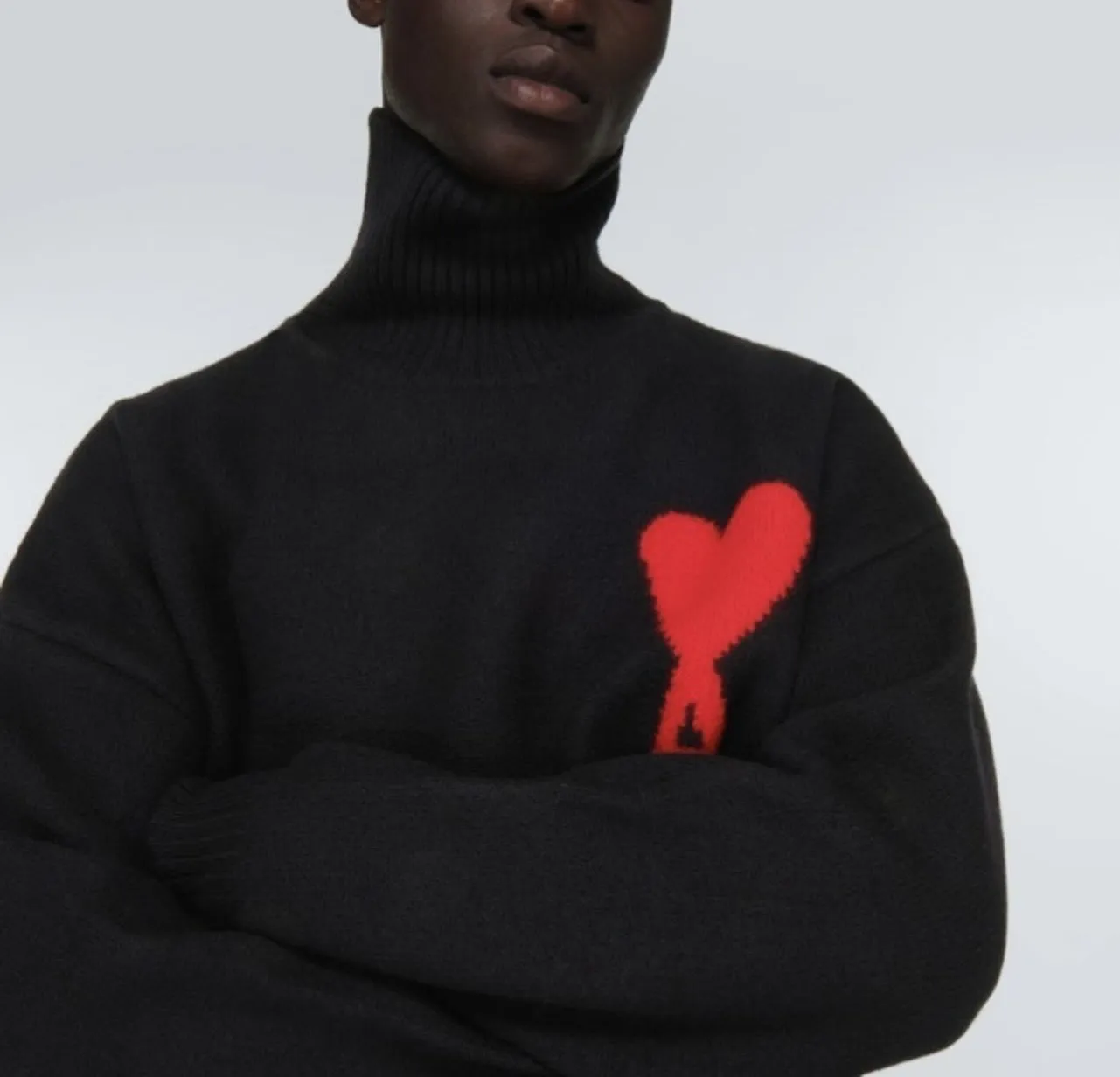 AMI PARIS  |Heart Wool Street Style Long Sleeves Plain Logo Skater Style