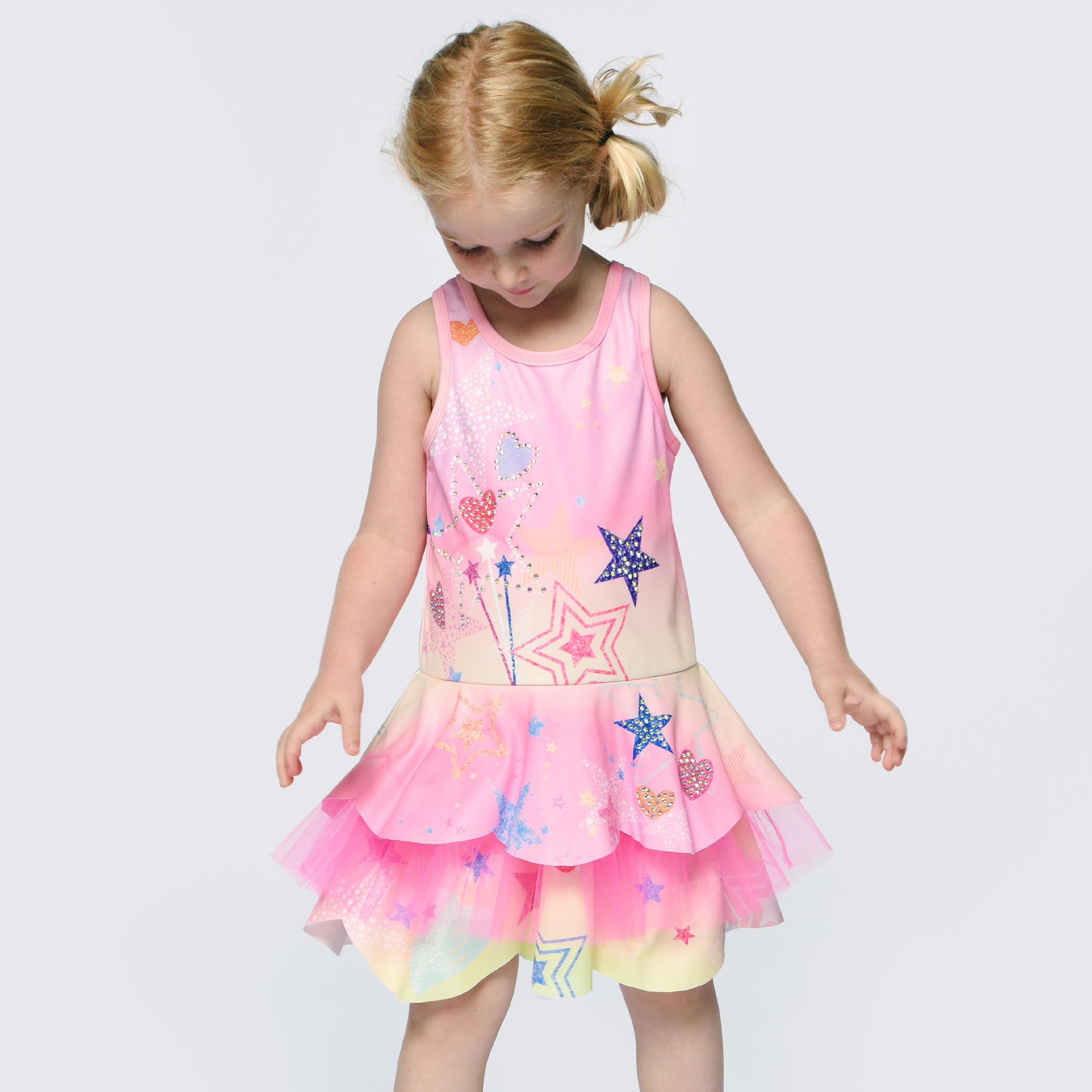 Baby Sara Printed Scallop Tutu Pink Multi Dress