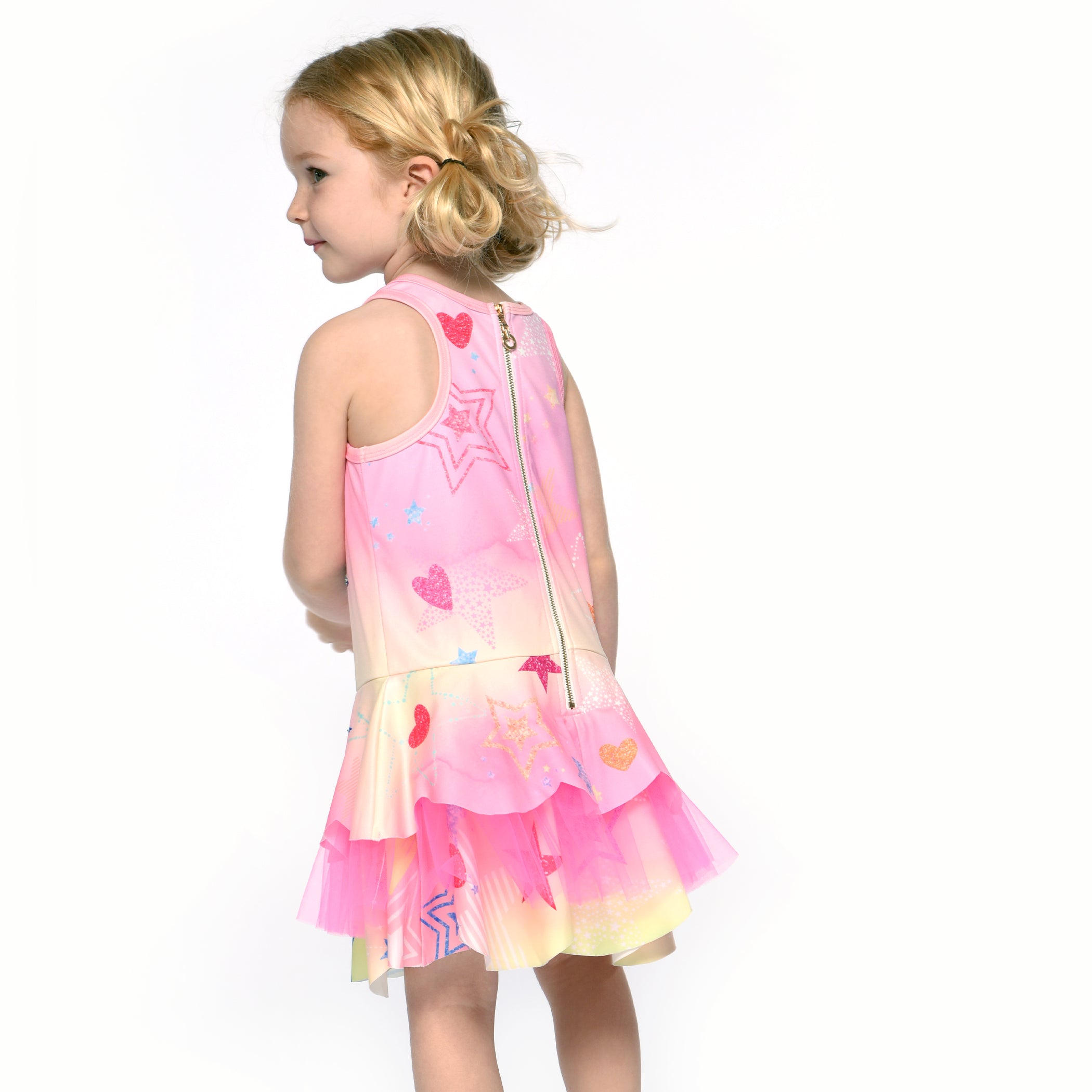 Baby Sara Printed Scallop Tutu Pink Multi Dress