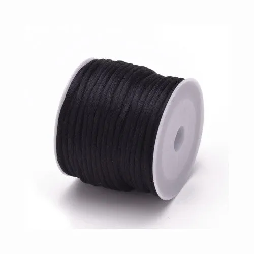 Beading Cord, Nylon Cord, Rattail, Satin Cord, Black, 1mm