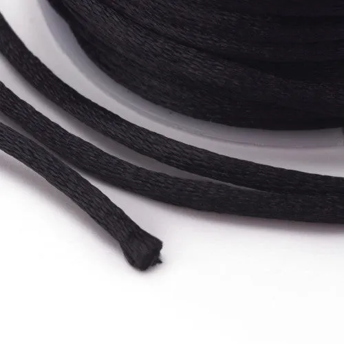 Beading Cord, Nylon Cord, Rattail, Satin Cord, Black, 1mm