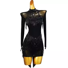 Black Mesh-Covered Latin Dress | LQ457