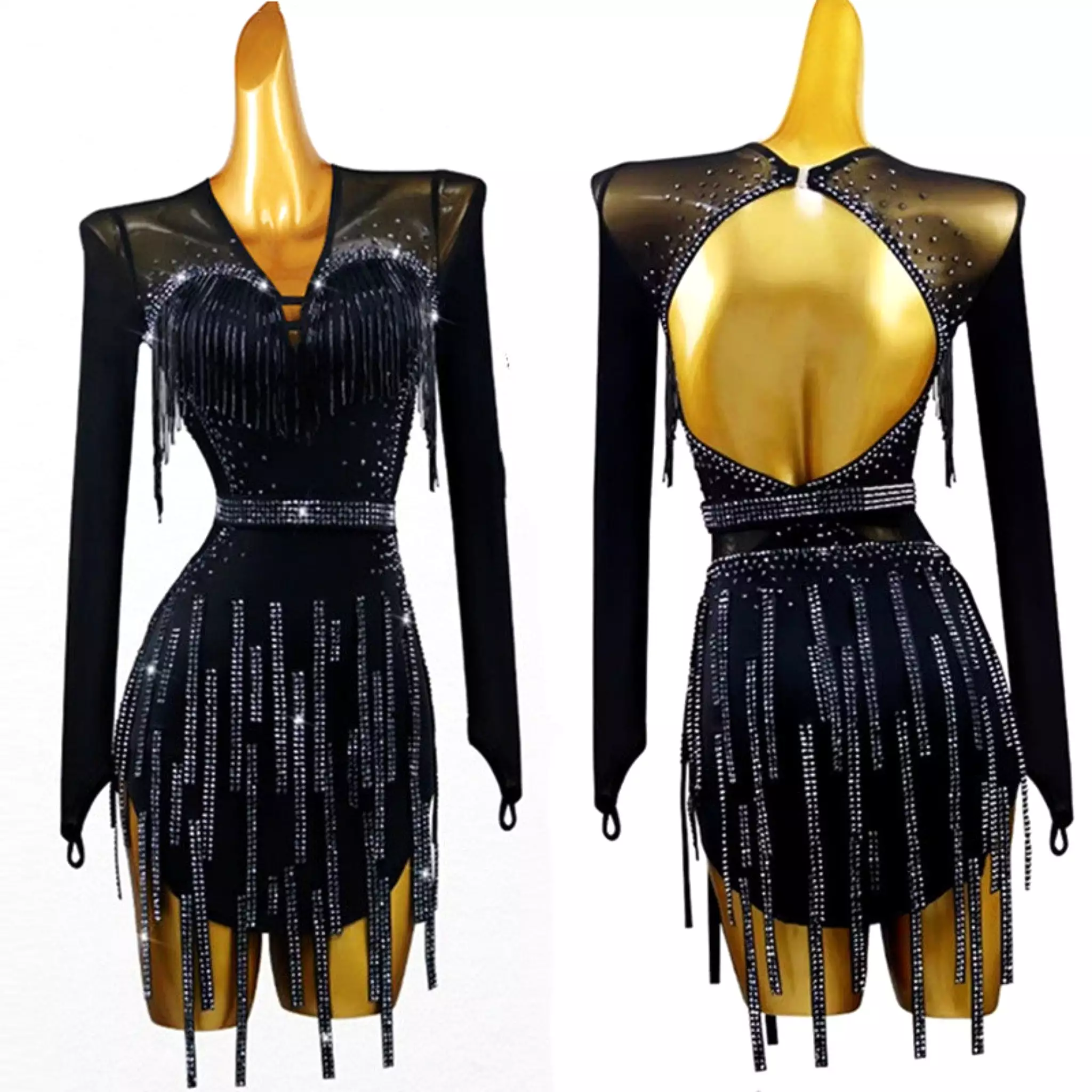 Black Rain Latin Custom Dance Dress | LQ458