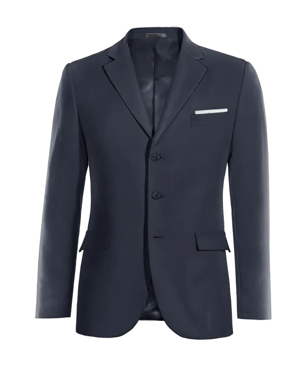  Blazer azul marino slim fit de 3 botones y con pañuelo