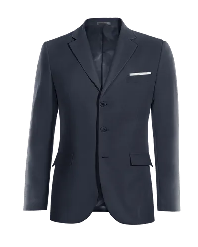  Blazer azul marino slim fit de 3 botones y con pañuelo