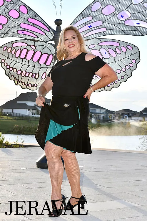 Body Positive Drest Couture Reversible Black or Teal Latin Practice Wrap Skirt US Sizes 4-22 PRA 1099 in Stock