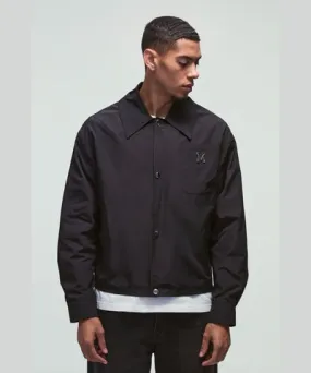 boohooMAN Mens Collared MAN Harrington Jacket in Black