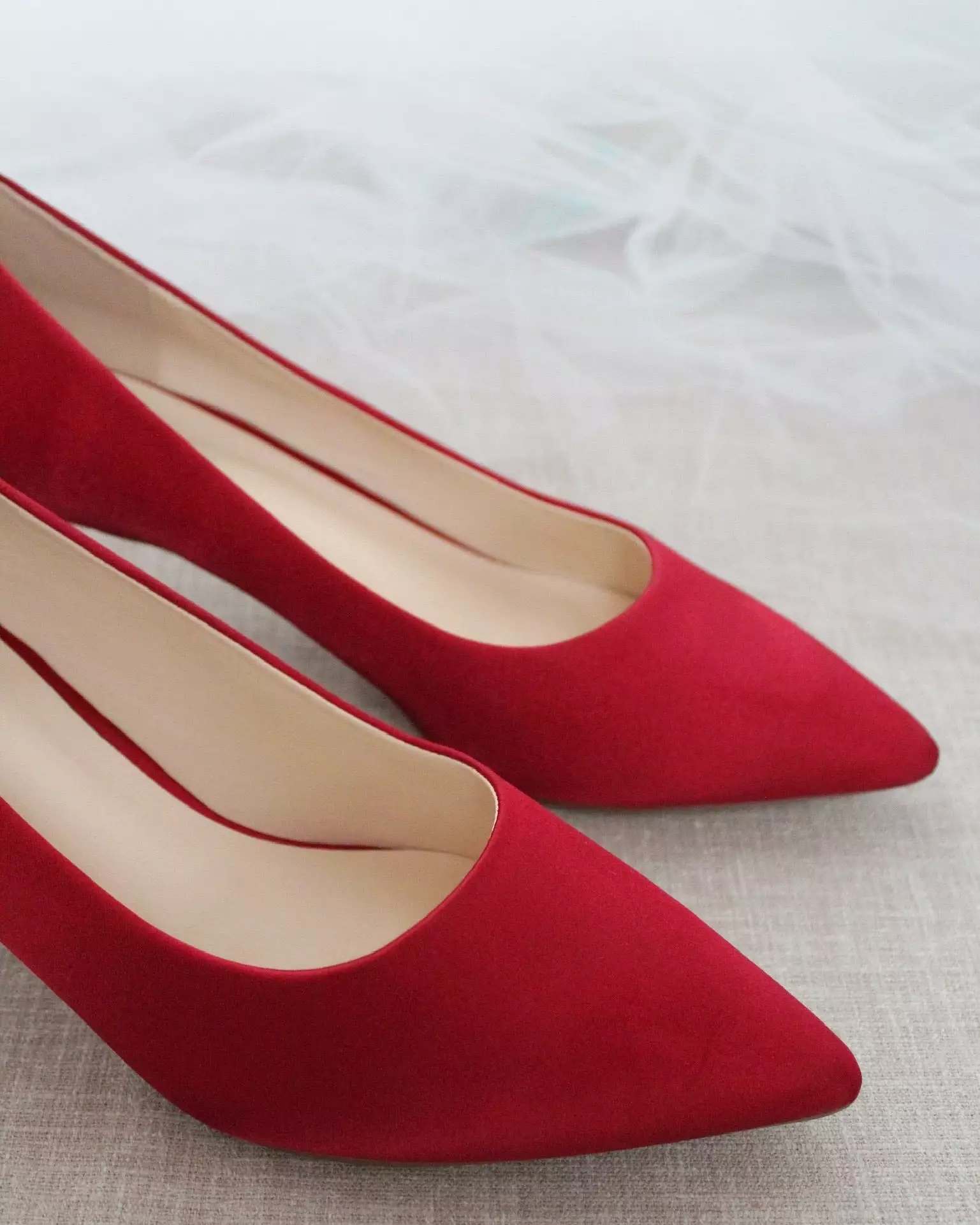 Burgundy Satin Pointy Toe Pump Low Heel