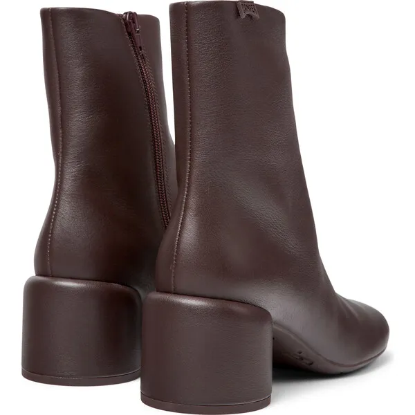 Camper Women's Niki Zipped Block Heel Leather Boots, Burgundy