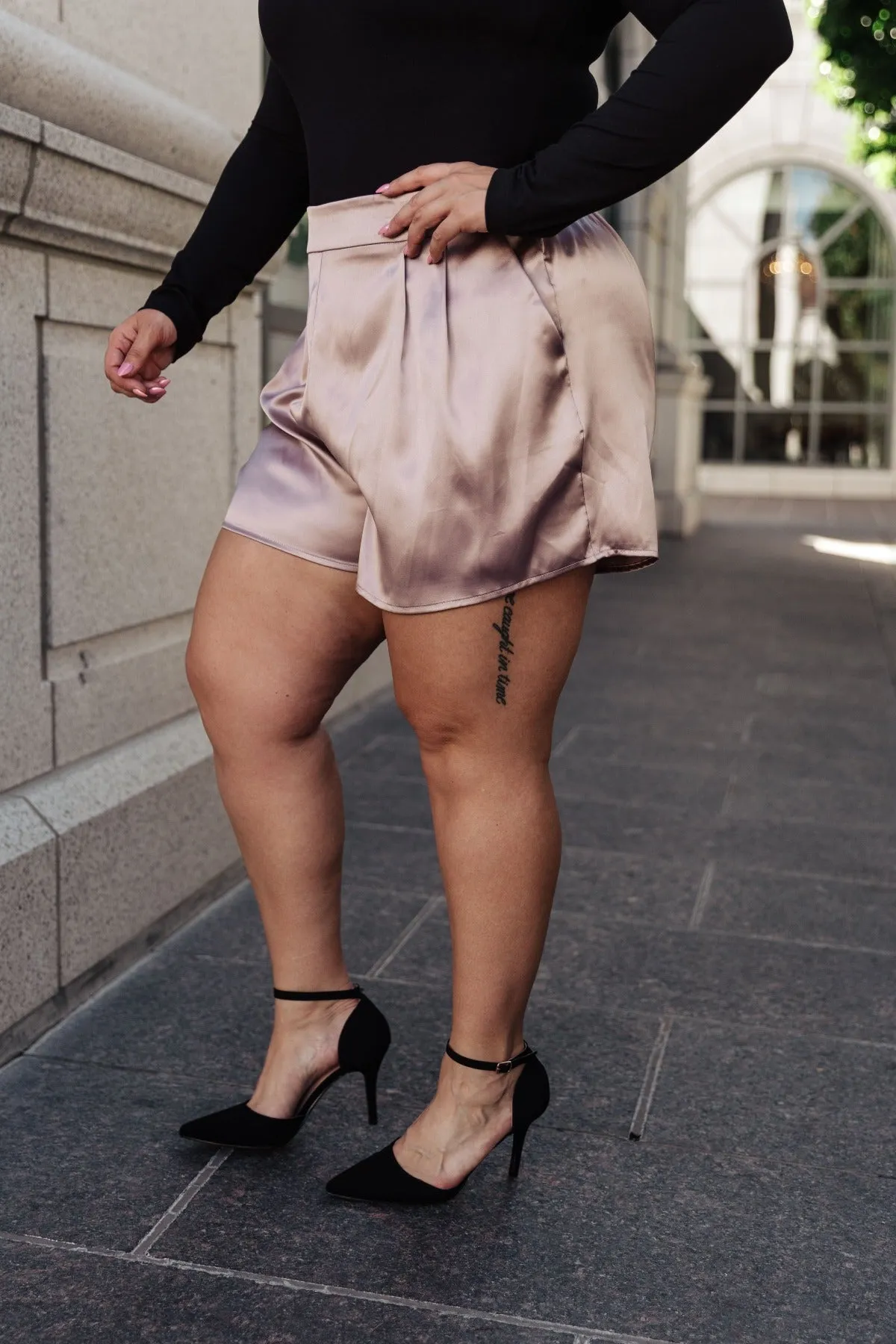 Champagne Kiss Satin Shorts