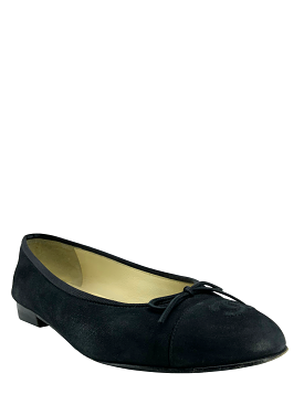 Chanel CC Cap Toe Suede Ballet Flats Size 7.5