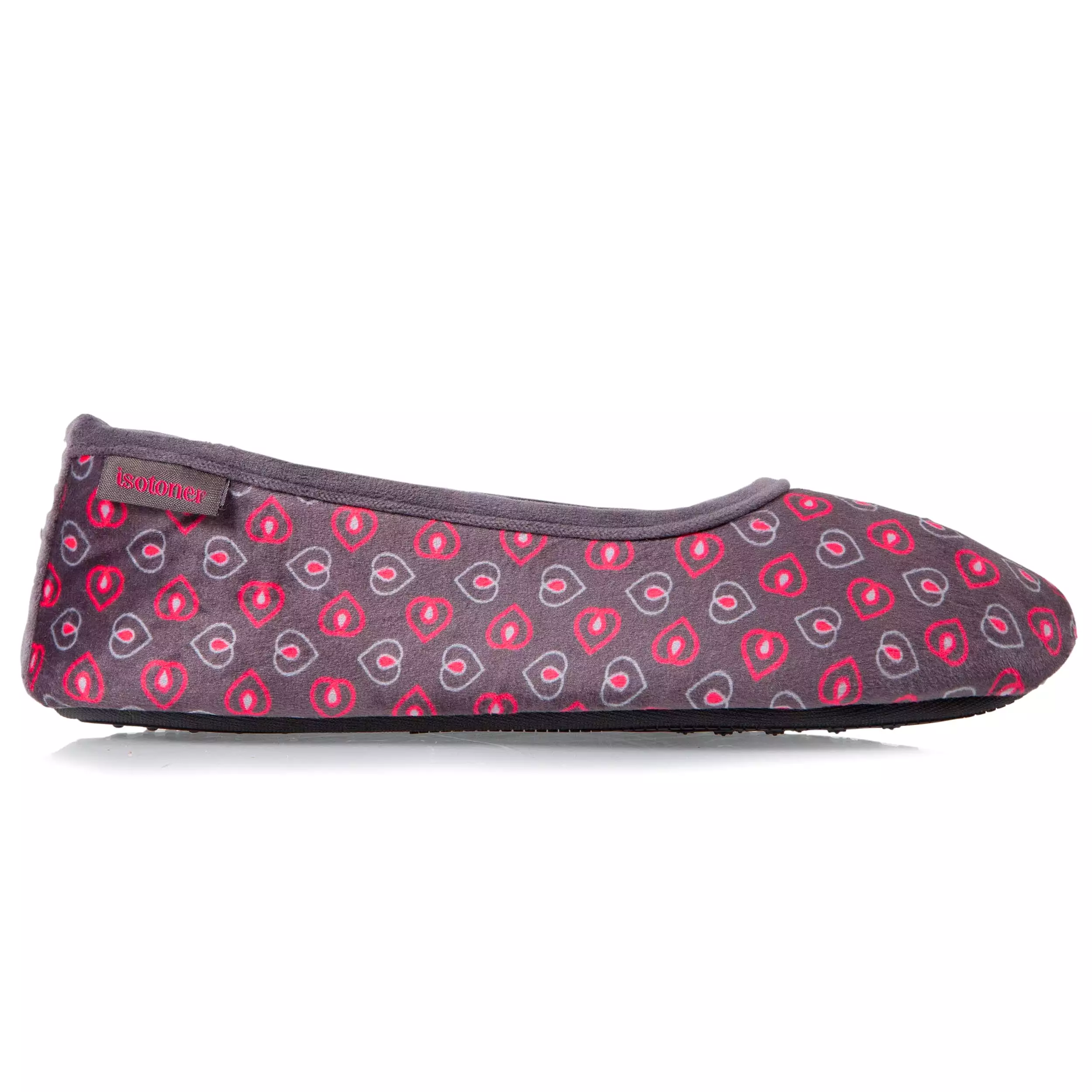 Chaussons ballerines Femme Fleurs Gris