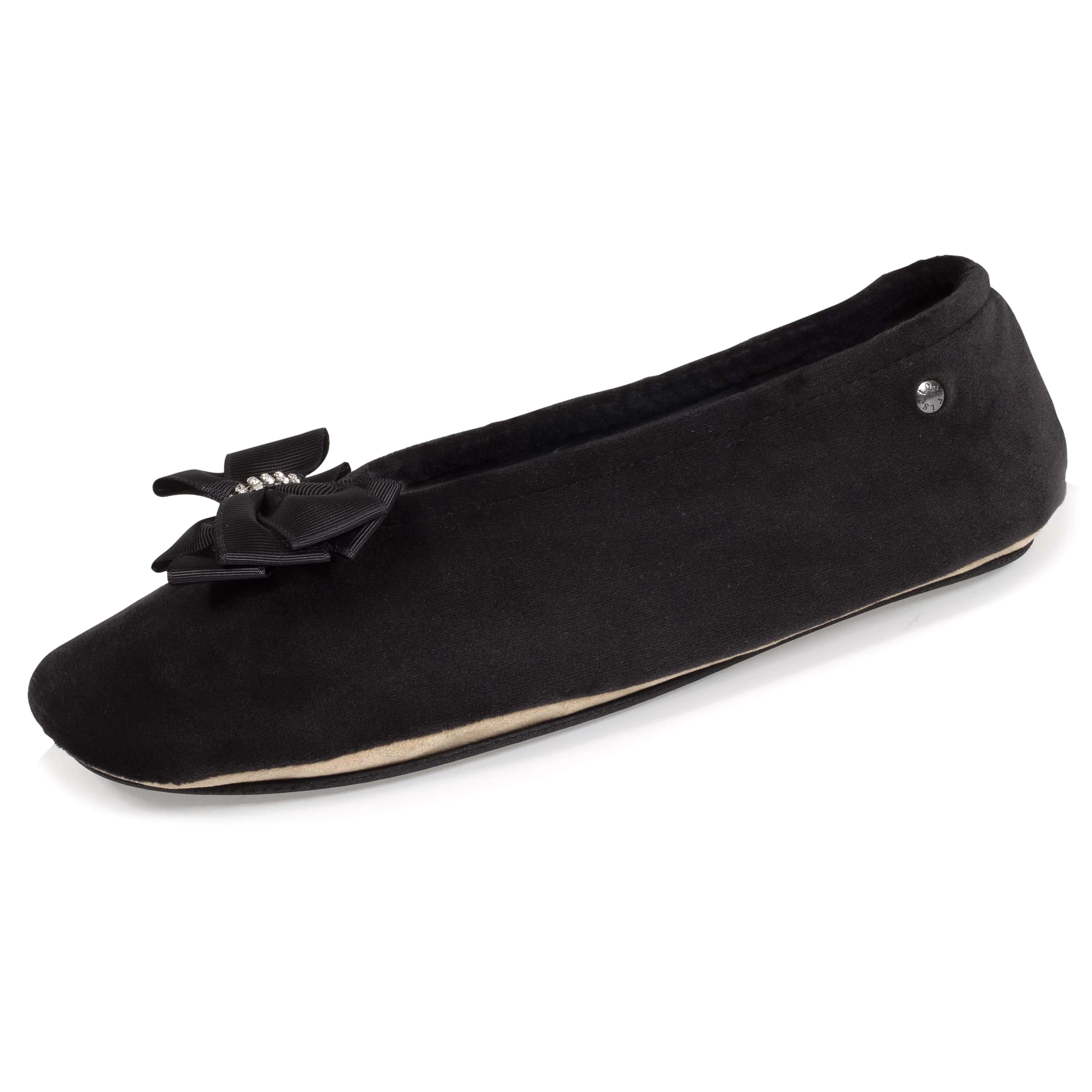 Chaussons ballerines Femme noeud précieux Noir