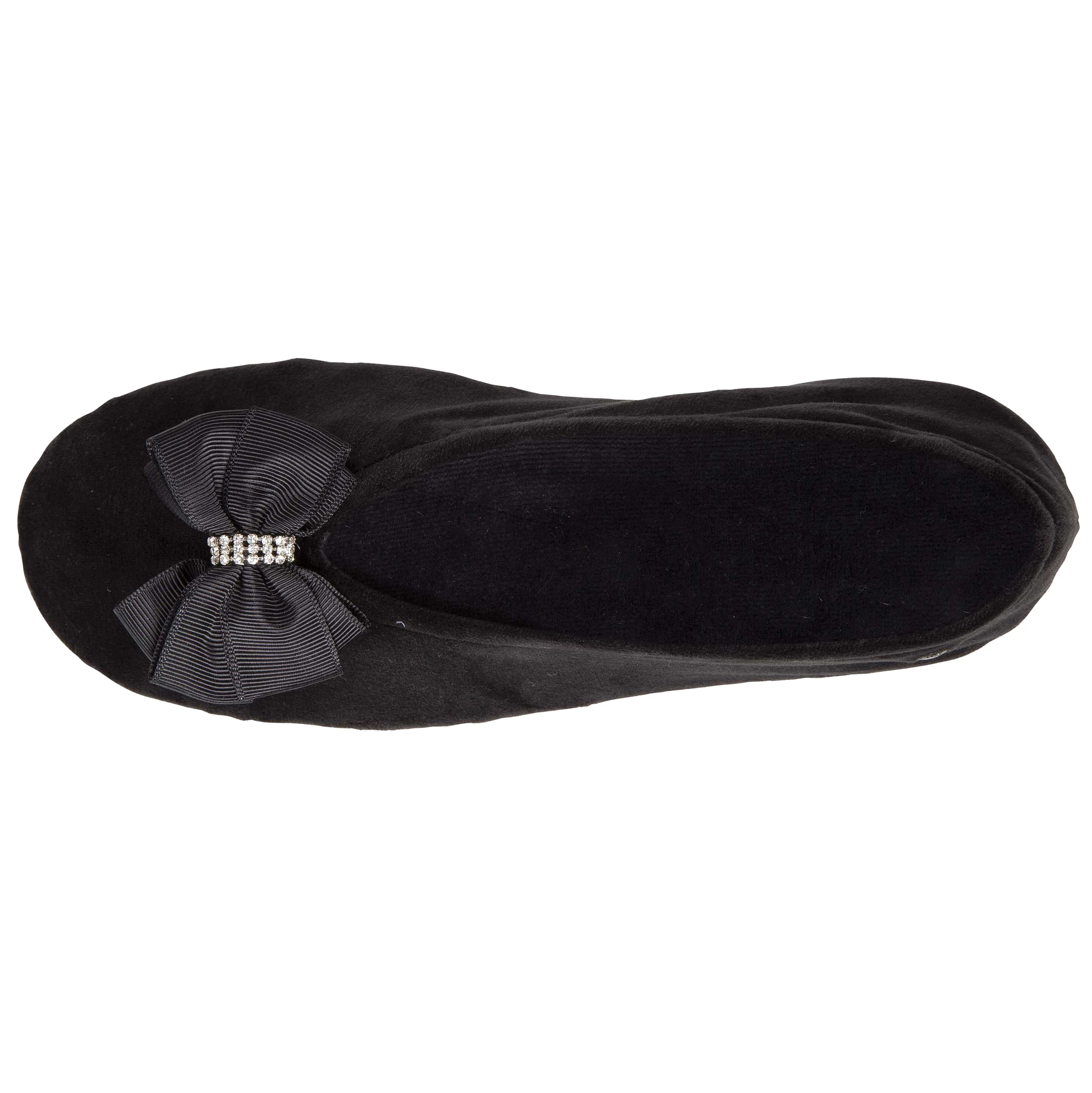 Chaussons ballerines Femme noeud précieux Noir