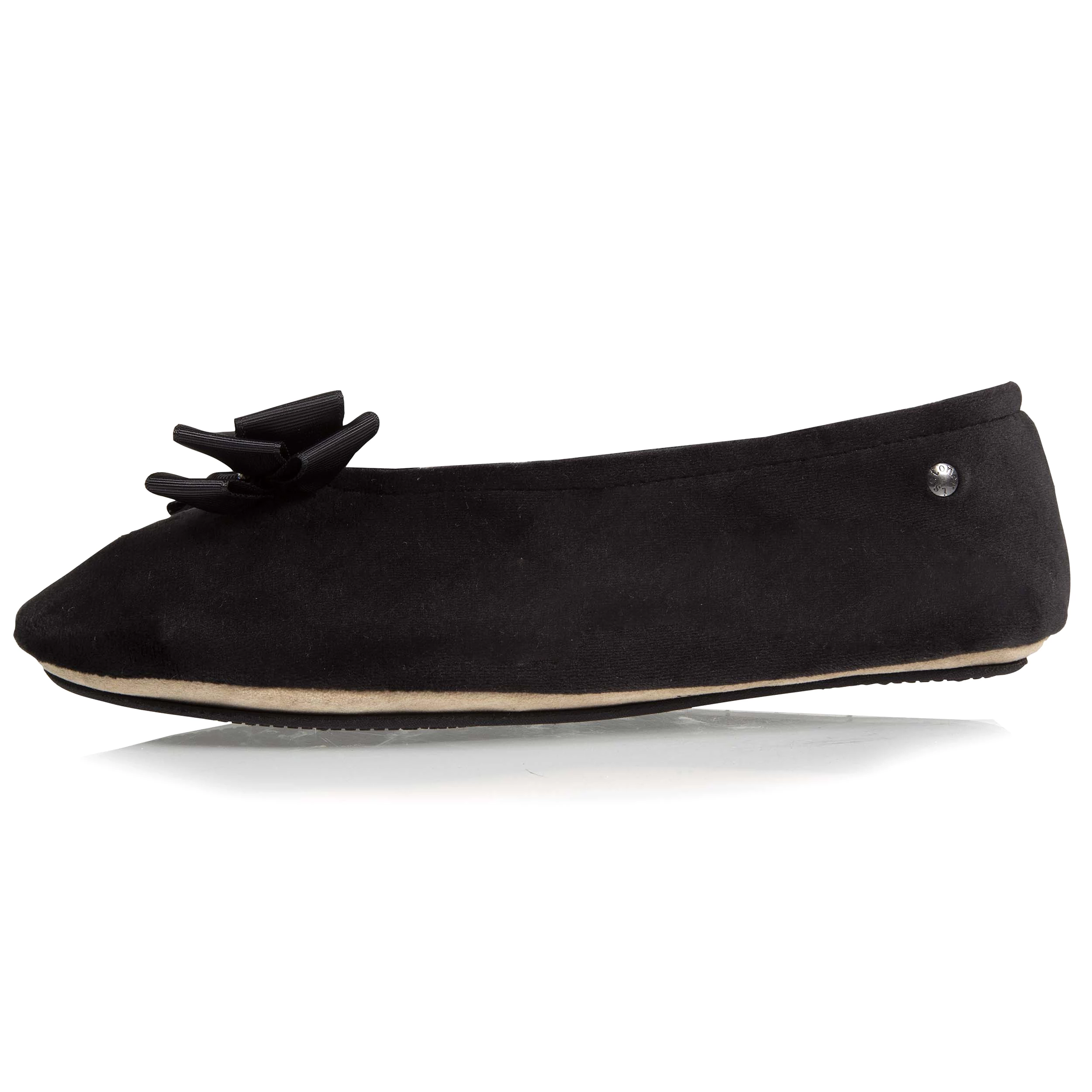 Chaussons ballerines Femme noeud précieux Noir