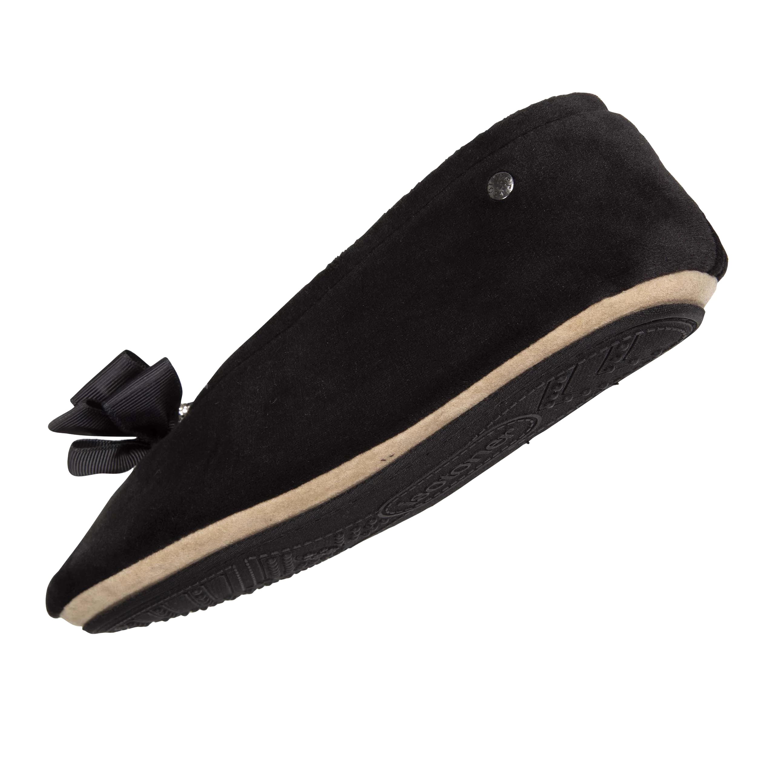 Chaussons ballerines Femme noeud précieux Noir