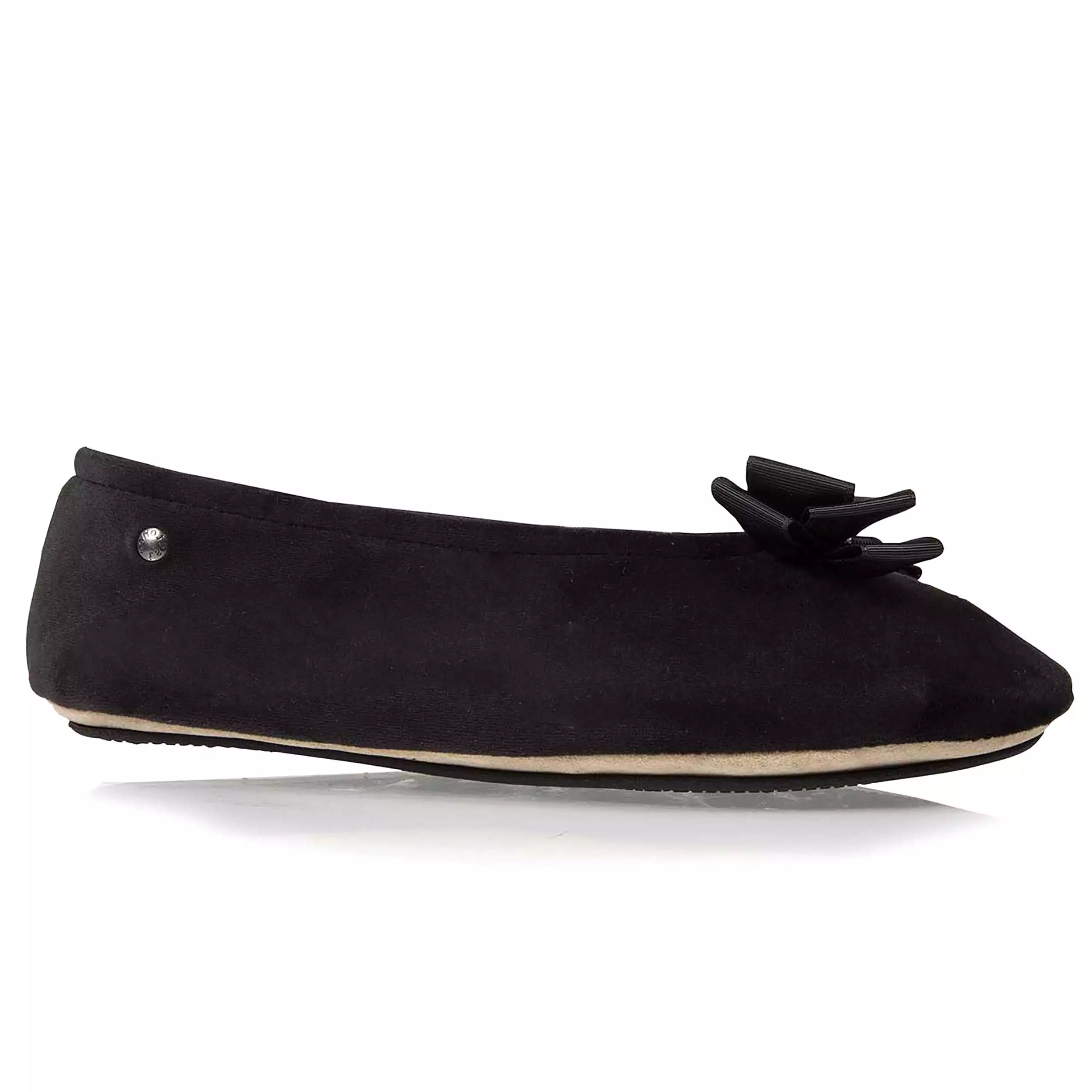 Chaussons ballerines Femme noeud précieux Noir