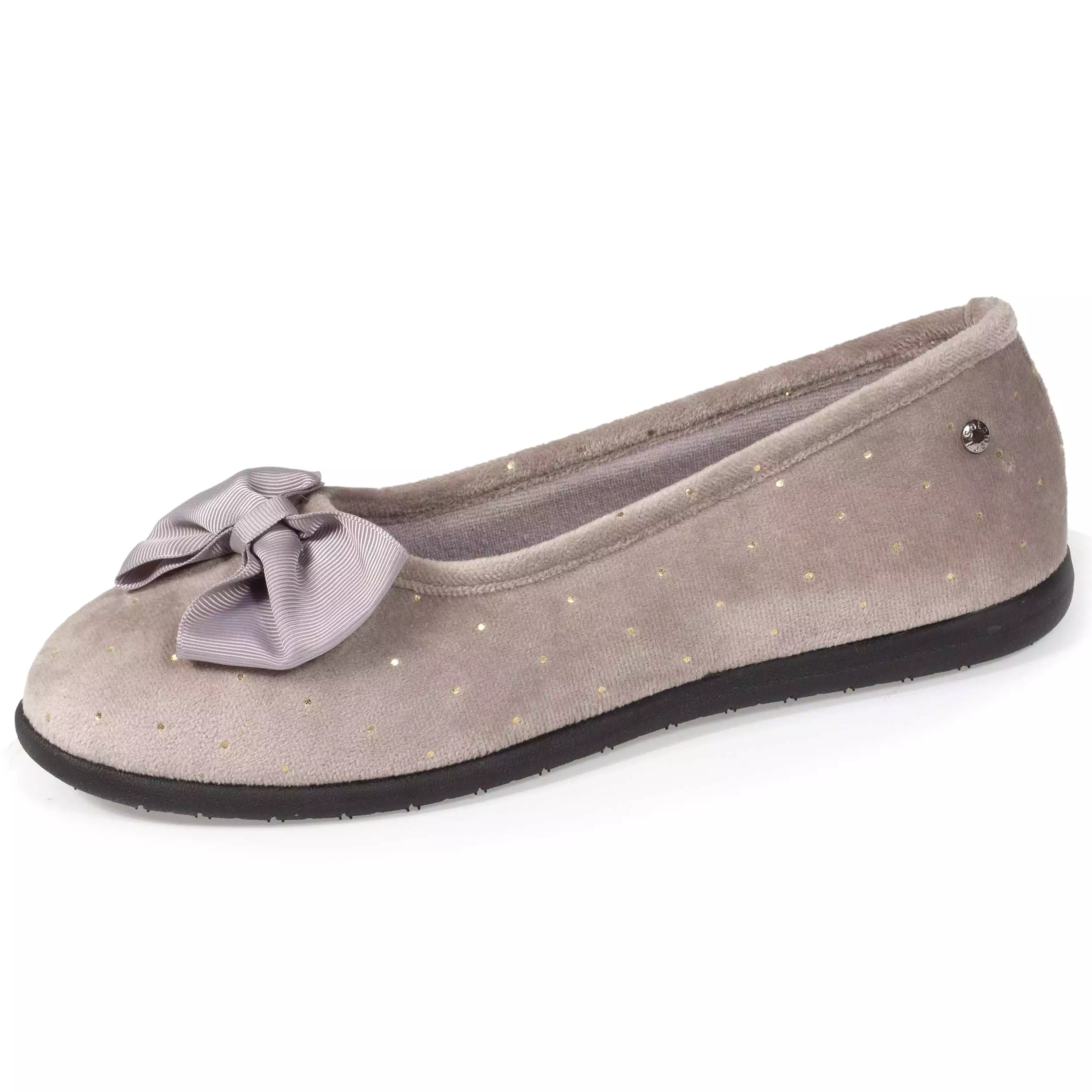 Chaussons ballerines Femme Pois dorés Taupe