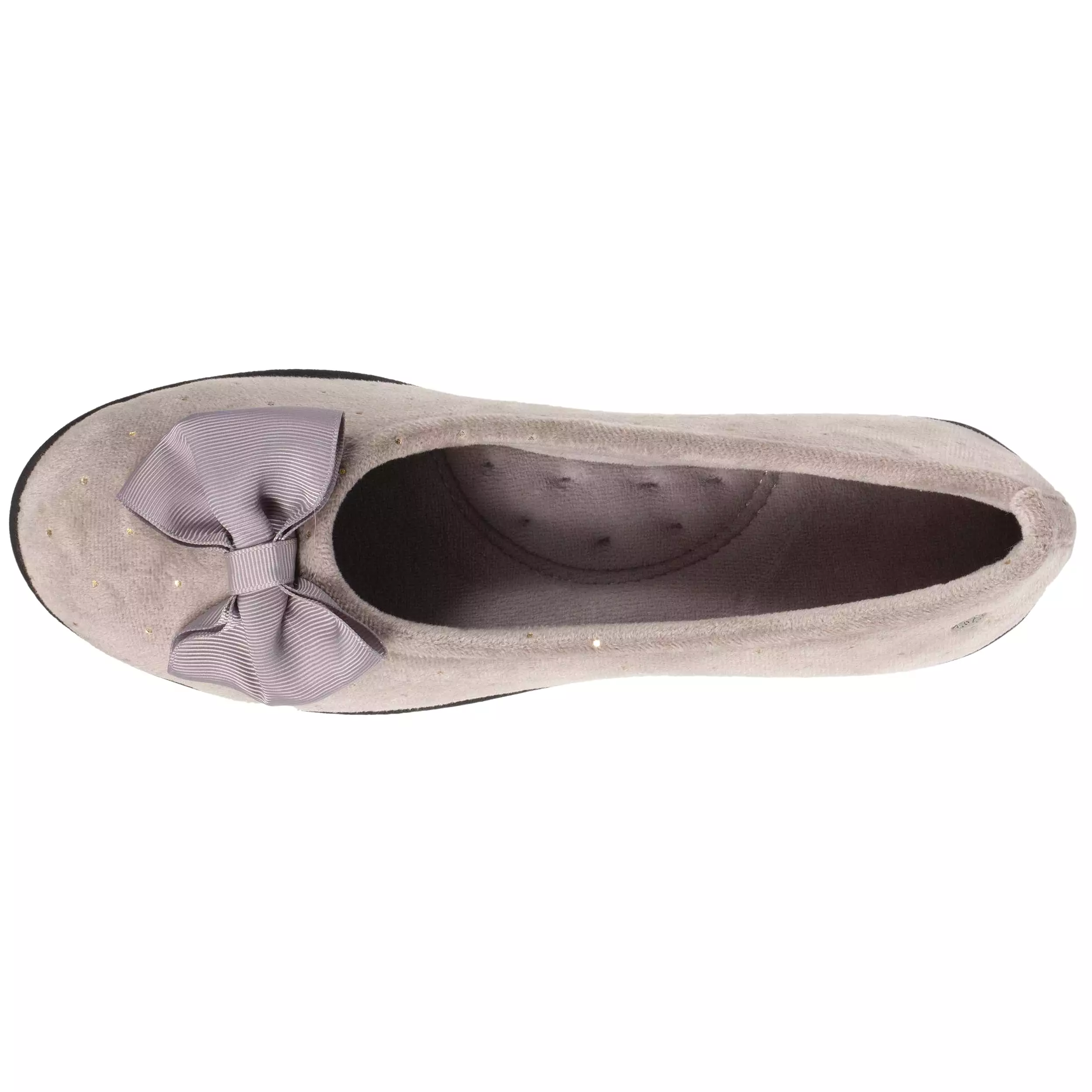 Chaussons ballerines Femme Pois dorés Taupe