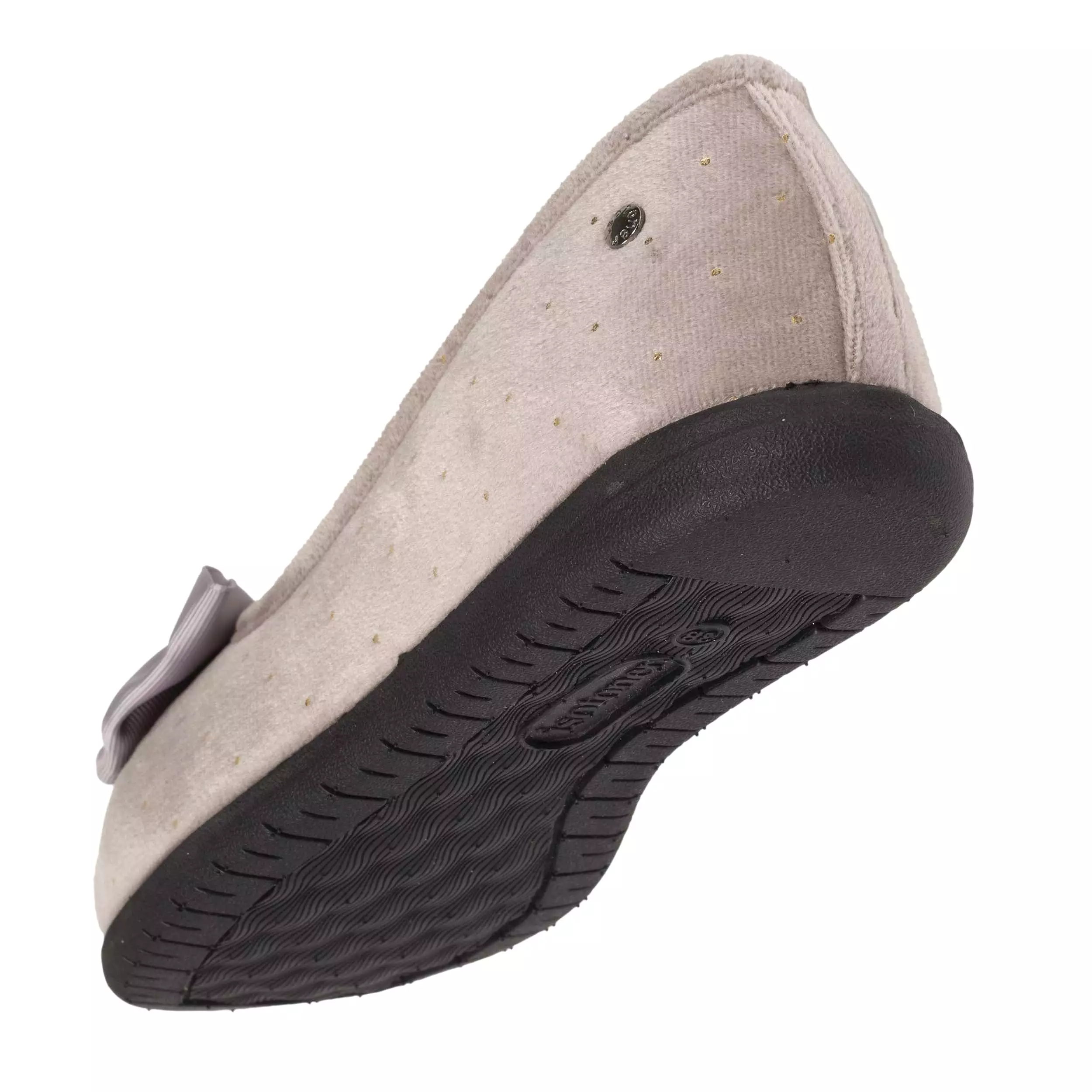 Chaussons ballerines Femme Pois dorés Taupe