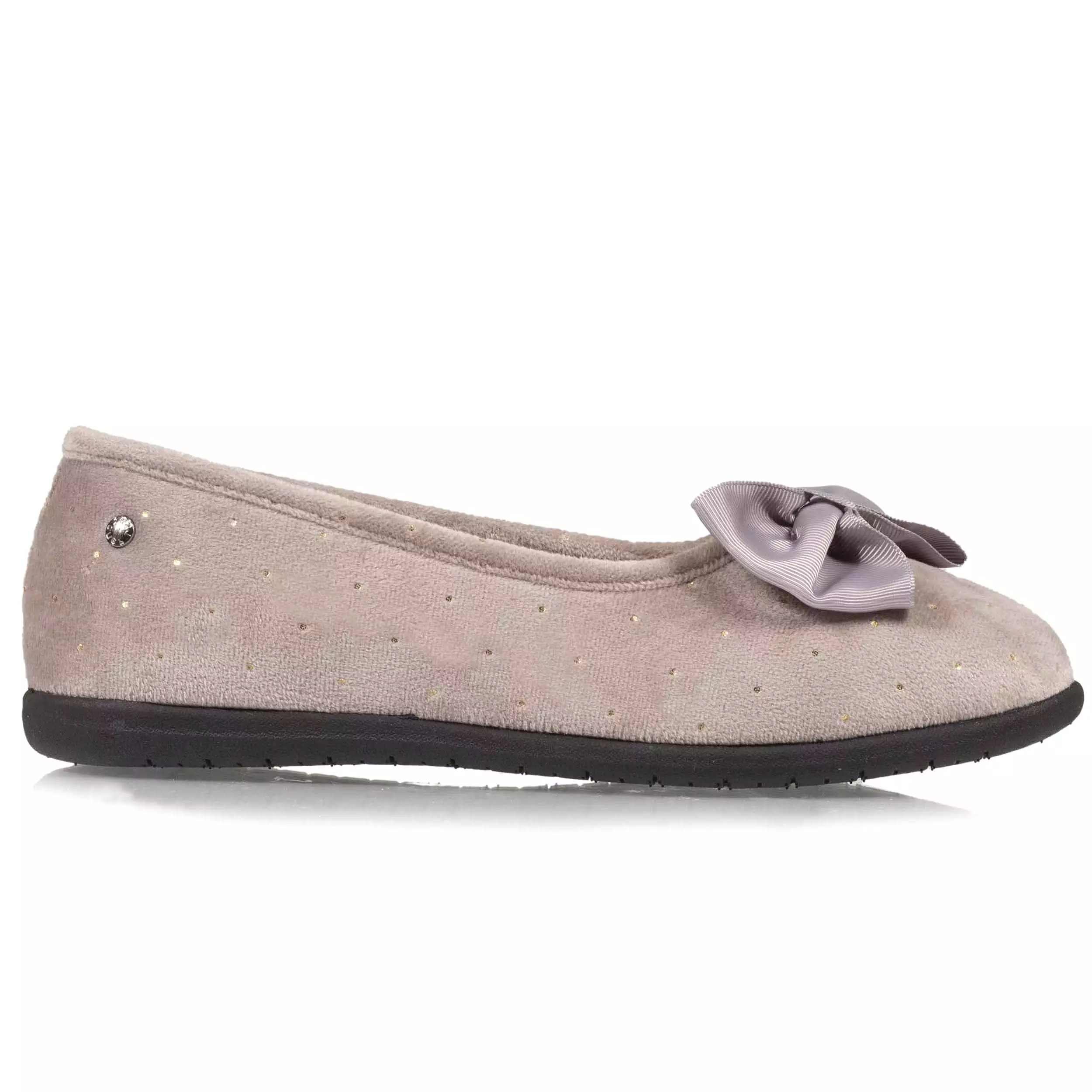 Chaussons ballerines Femme Pois dorés Taupe