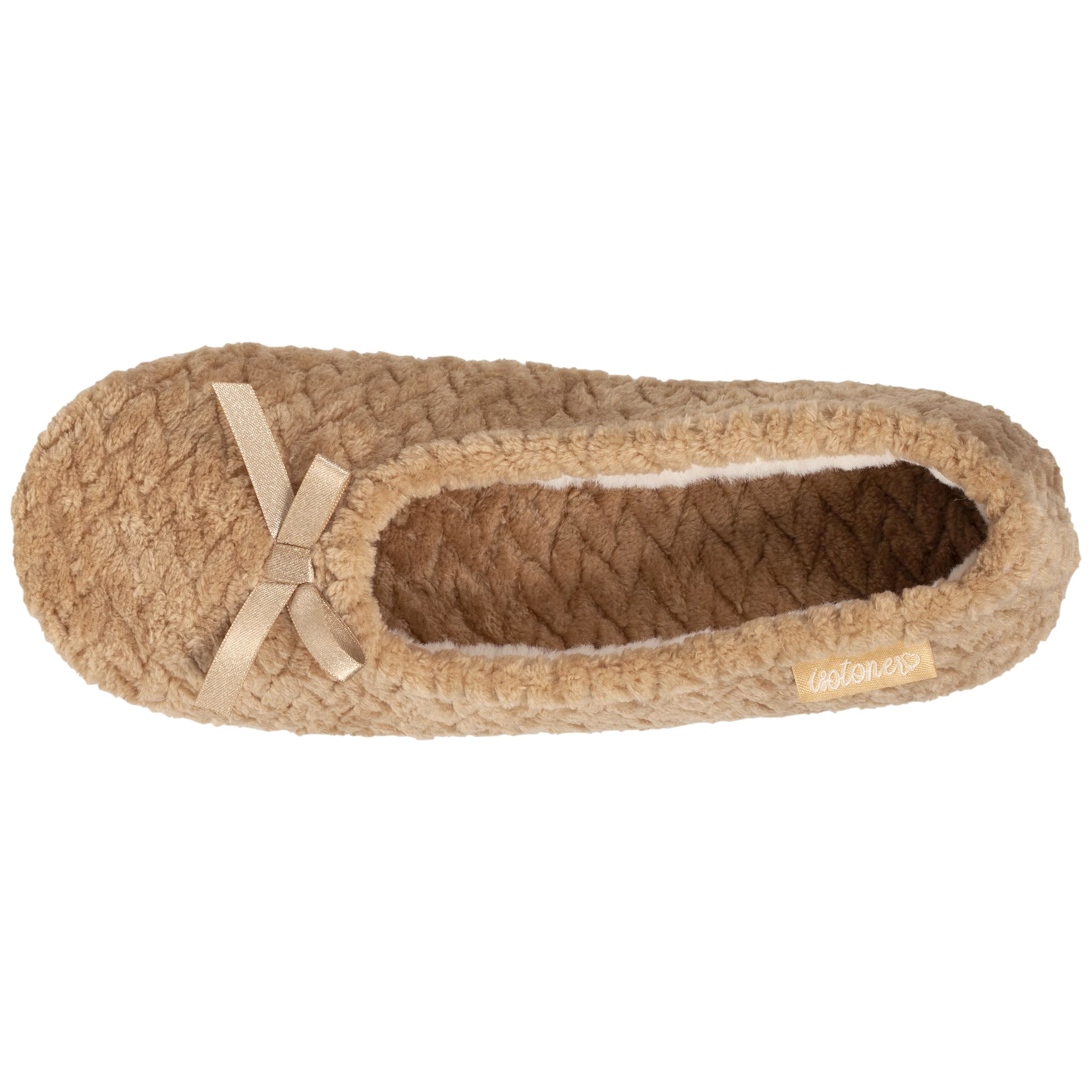 Chaussons ballerines Femme texturées Beige