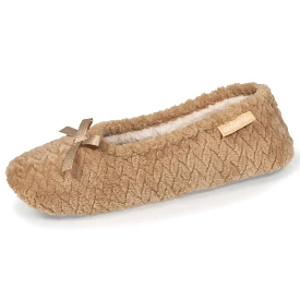 Chaussons ballerines Femme texturées Beige