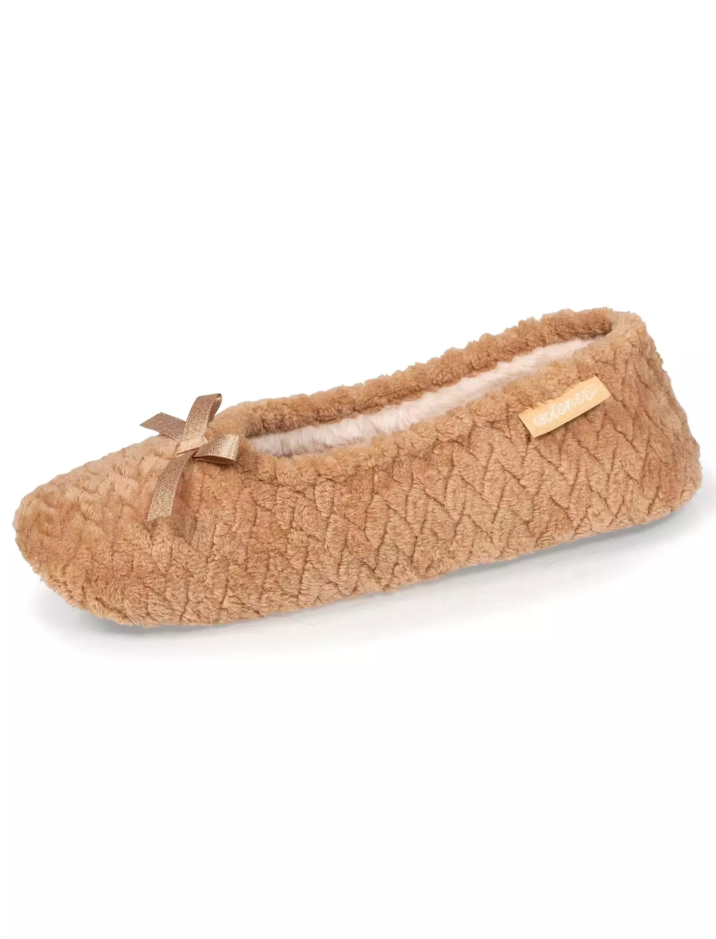 Chaussons ballerines Femme texturées Beige