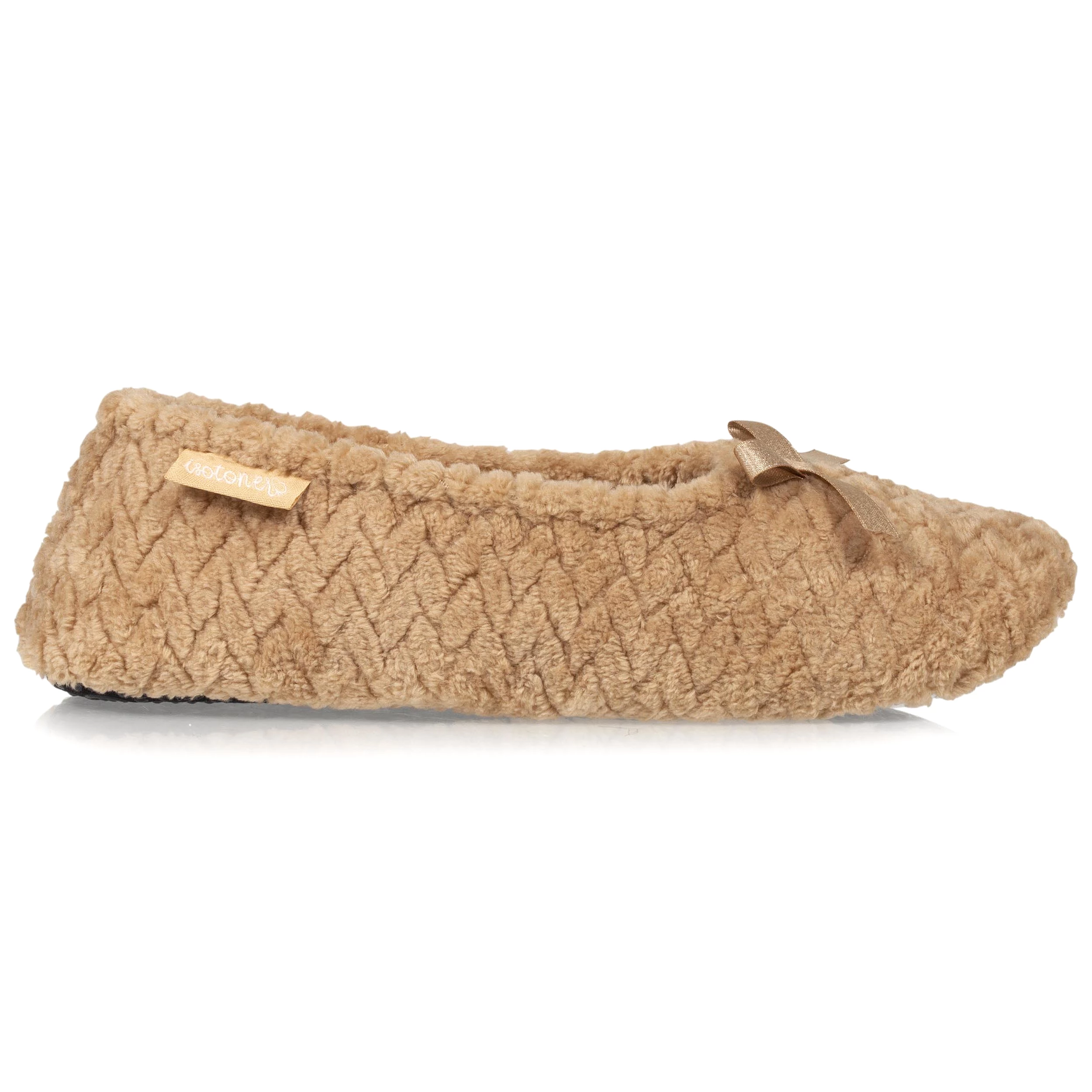 Chaussons ballerines Femme texturées Beige