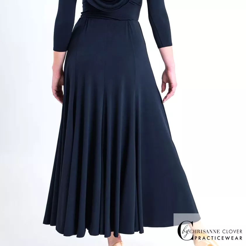 Chrisanne Clover Capella Black Ballroom Practice Skirt with Short Godets PRA 1055 in Stock