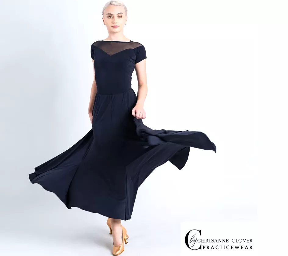 Chrisanne Clover Capella Black Ballroom Practice Skirt with Short Godets PRA 1055 in Stock