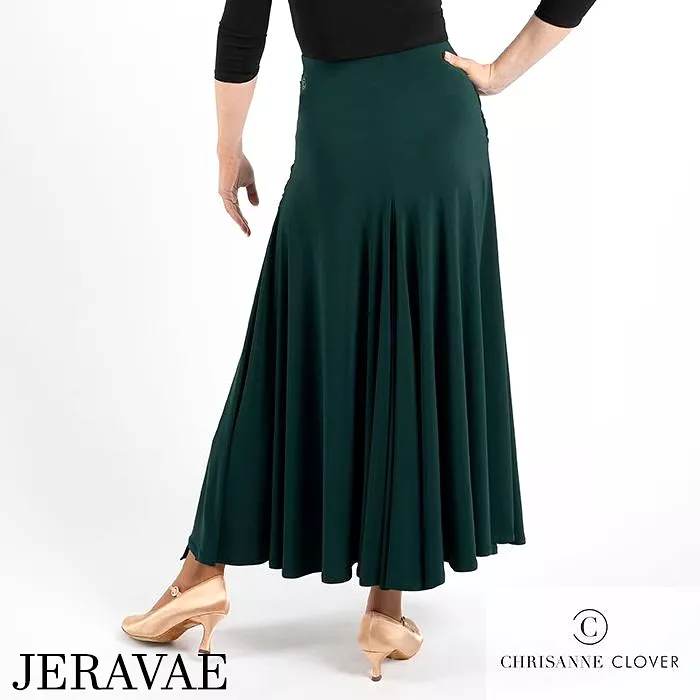 Chrisanne Clover Kimberley Wrapped Ballroom Practice Skirt with Tie Detail at Waist and High Slit Available in Black and Forest 