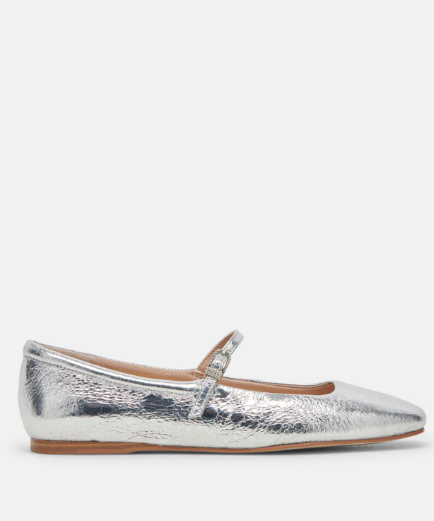 Dolce Vita Reyes Ballet Flats - Silver Distressed Leather