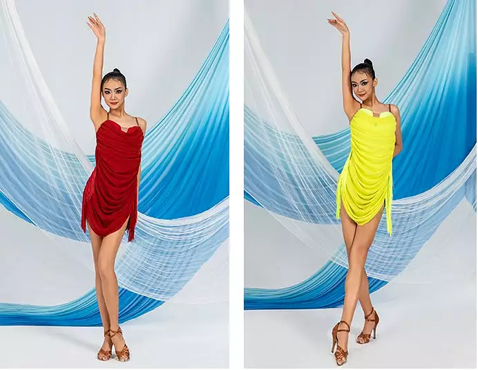 Dynamic Drapes Latin Dance Dress | W24A355