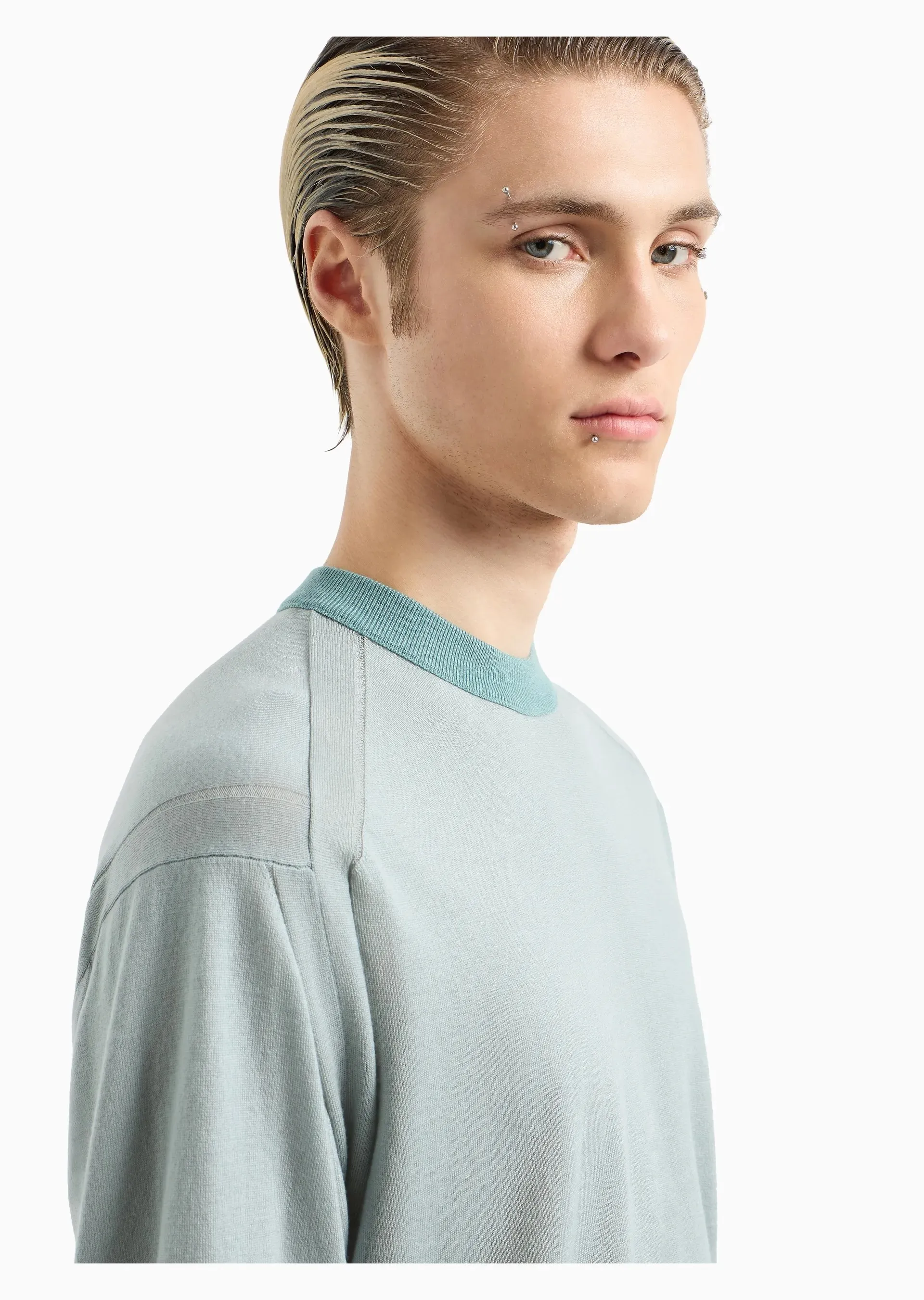 EMPORIO ARMANI  |Wool Street Style U-Neck Long Sleeves Logo Sweaters