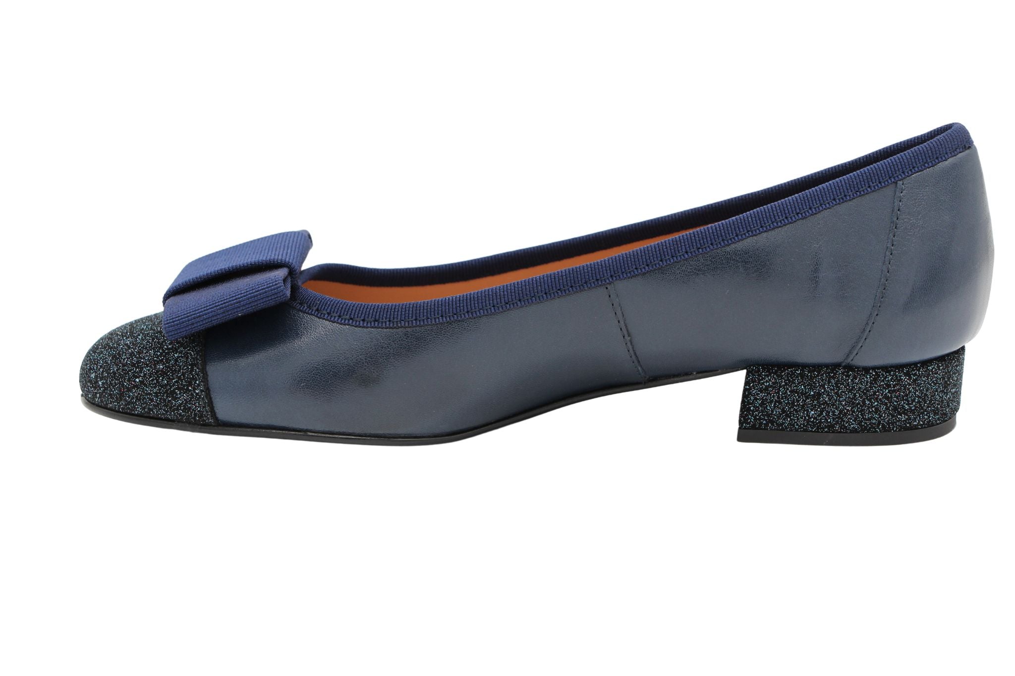 Fabucci Navy  leather Ballerina with Bow