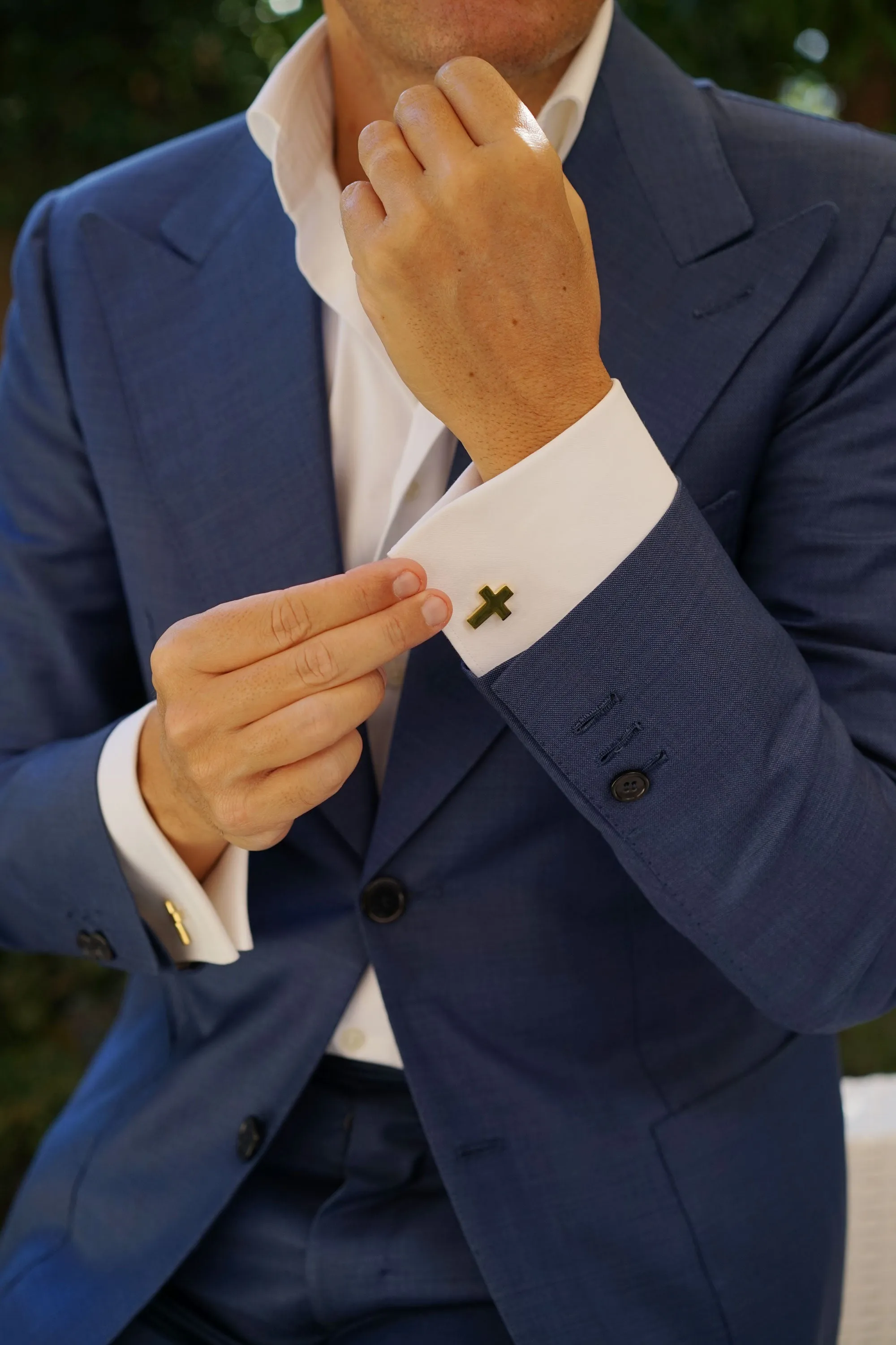 Gold Latin Cross Cufflinks