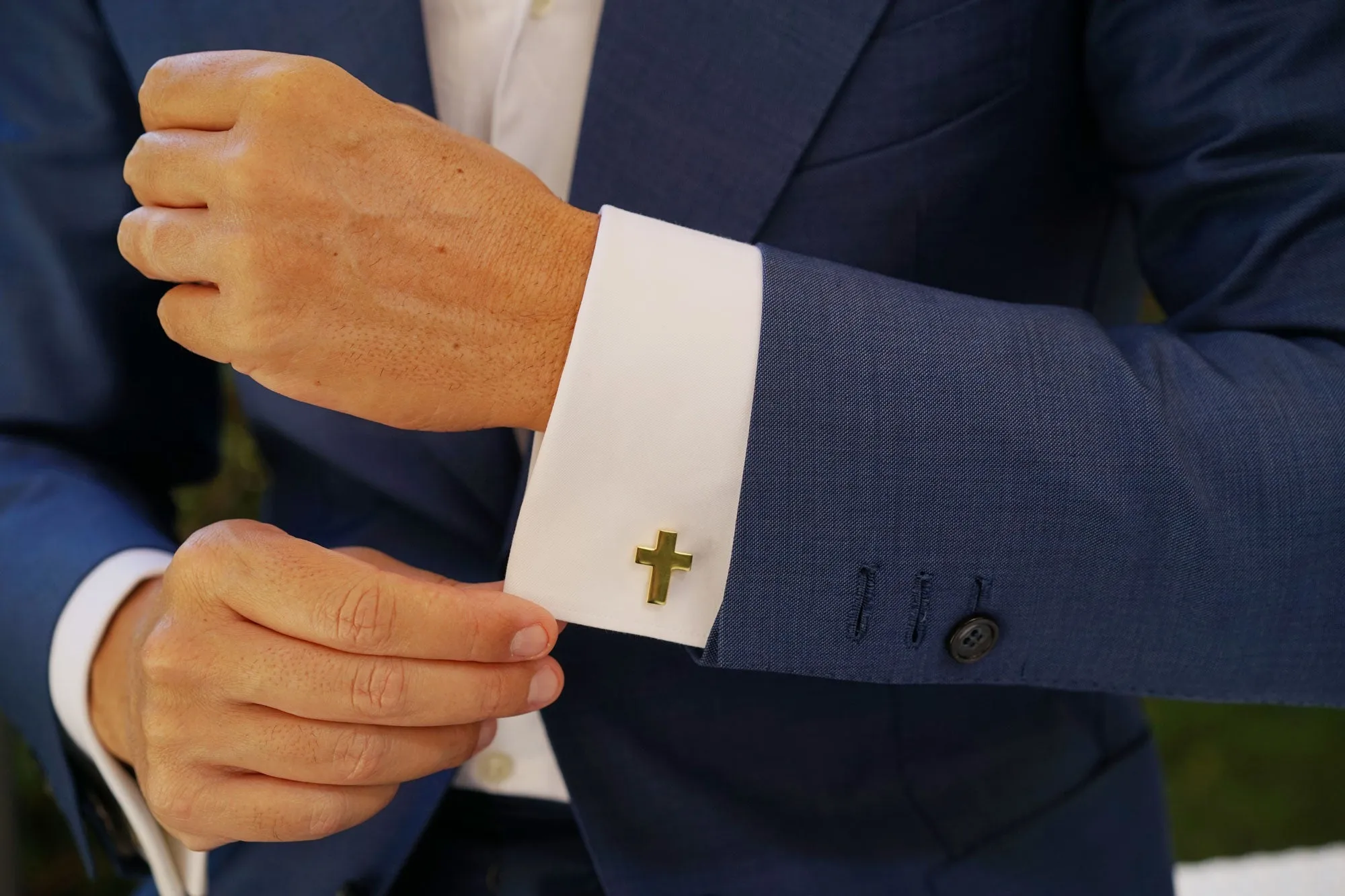 Gold Latin Cross Cufflinks