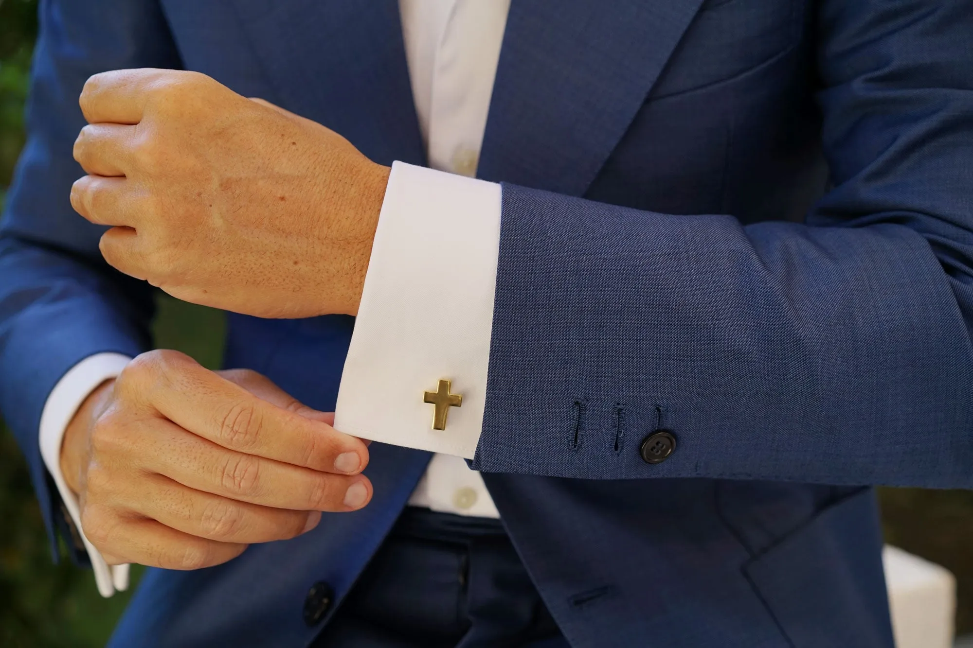 Gold Latin Cross Cufflinks