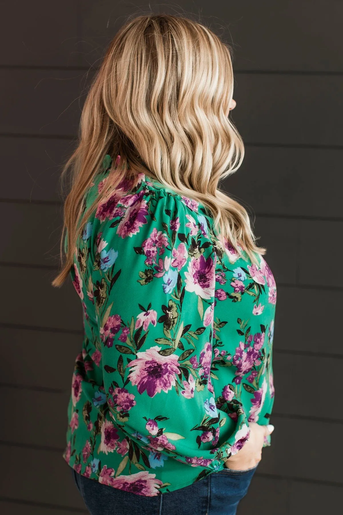 In Your Graces Floral Blouse- Kelly Green