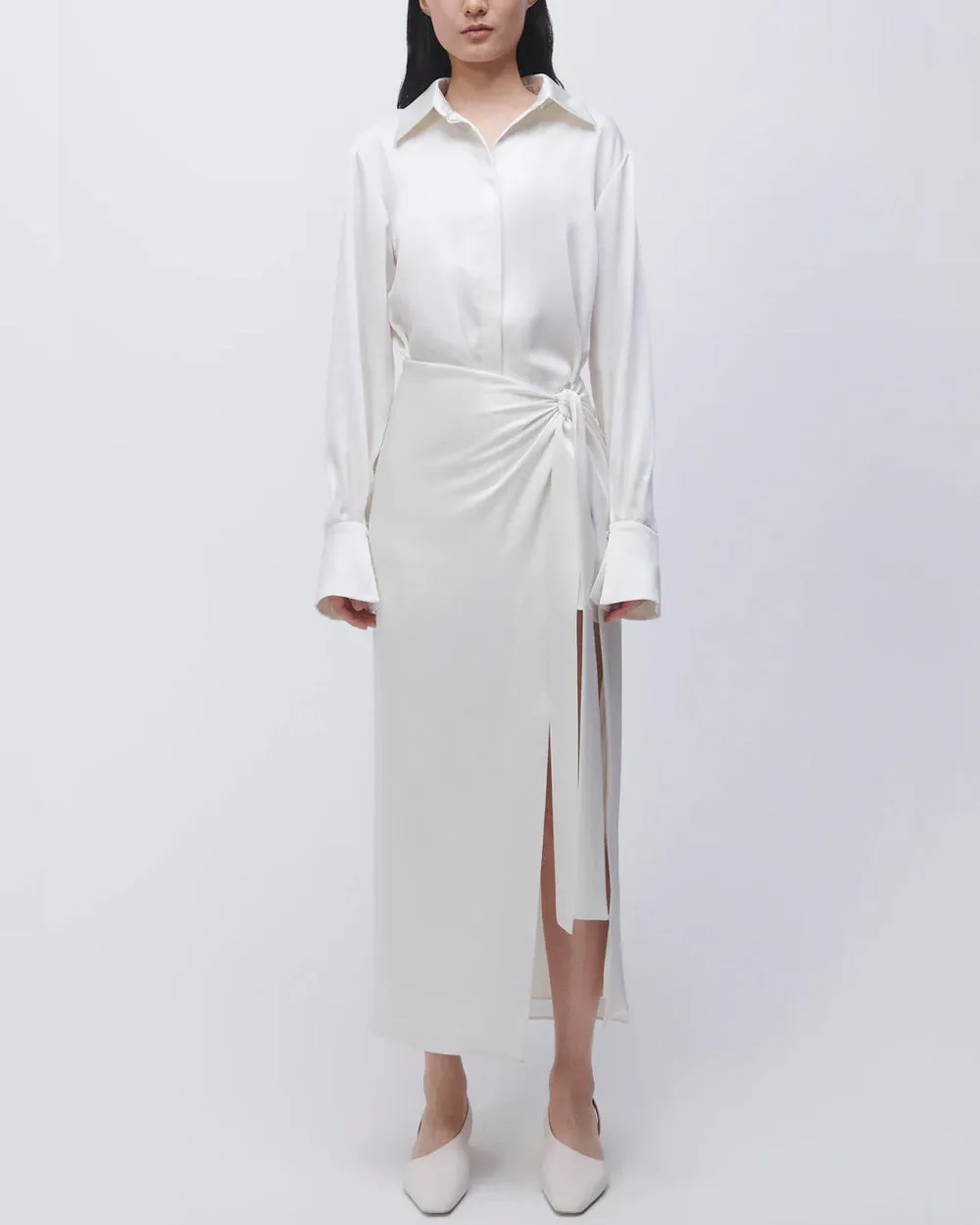 Ivory Samba Long Sleeve Draped Dress